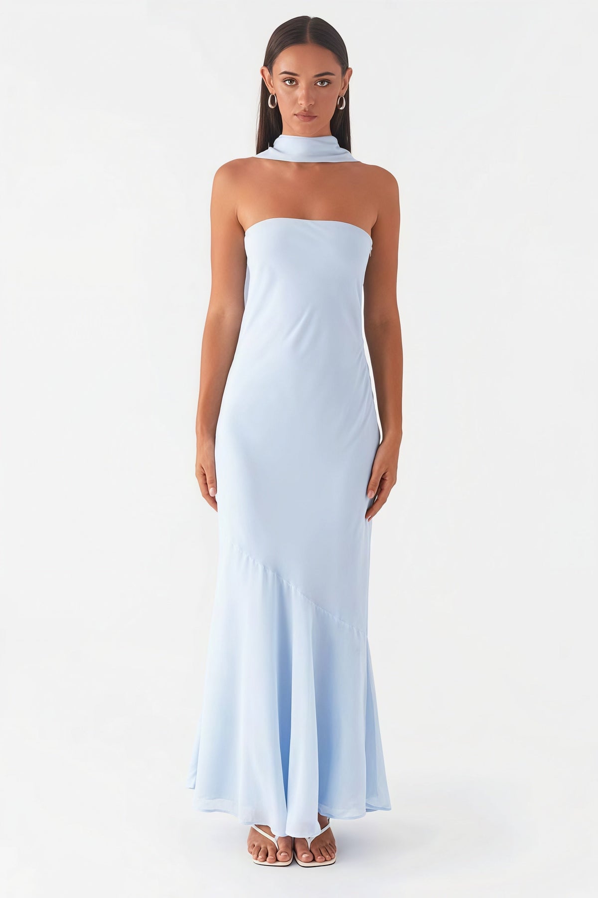Floral Tie Fishtail Maxi Dress