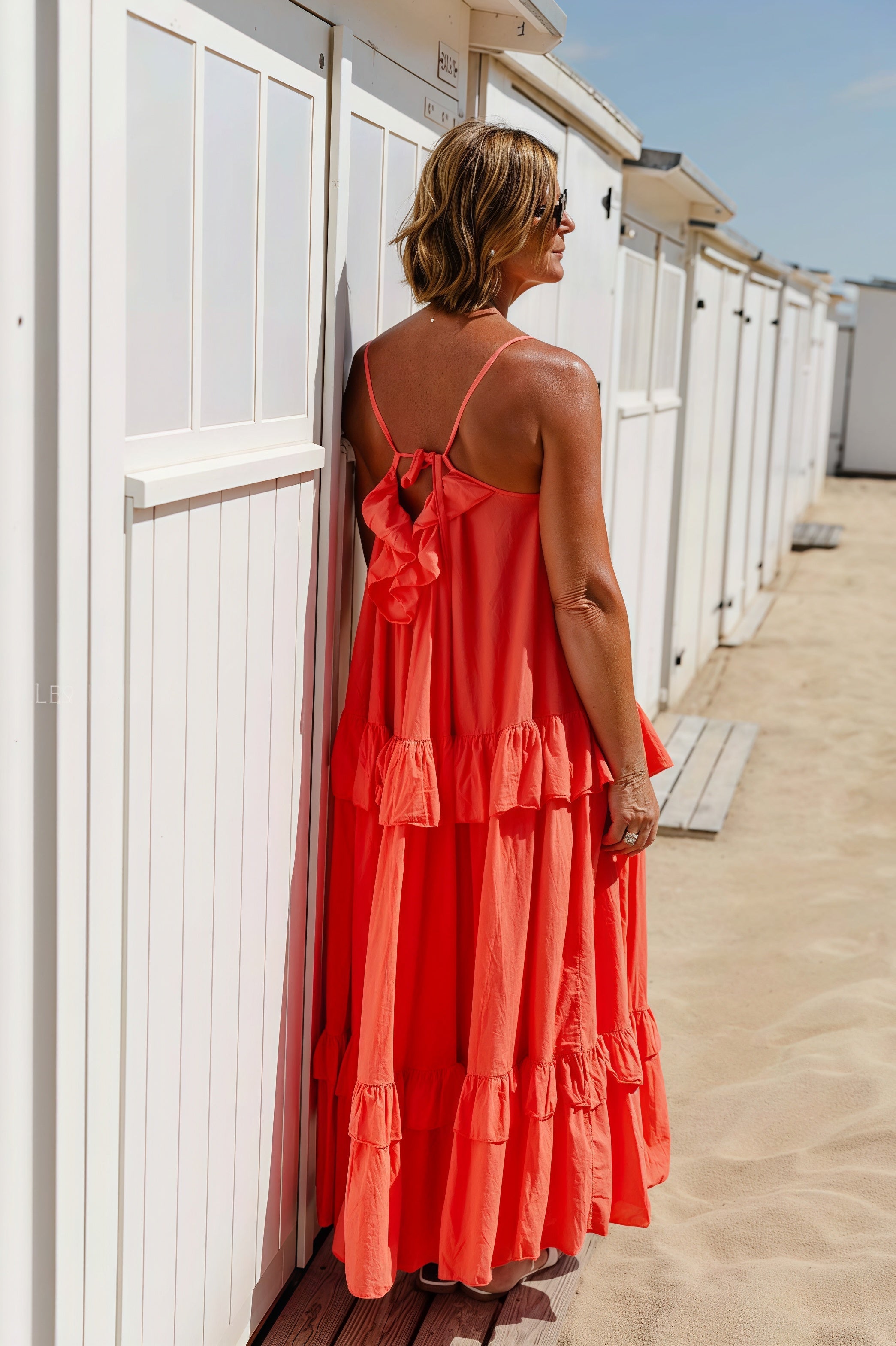 Ruffle-Hem Flowy Beach Maxi Dress