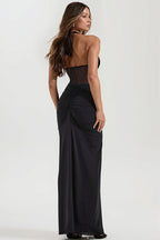 Tie-Back Ruched Bodycon Maxi Dress