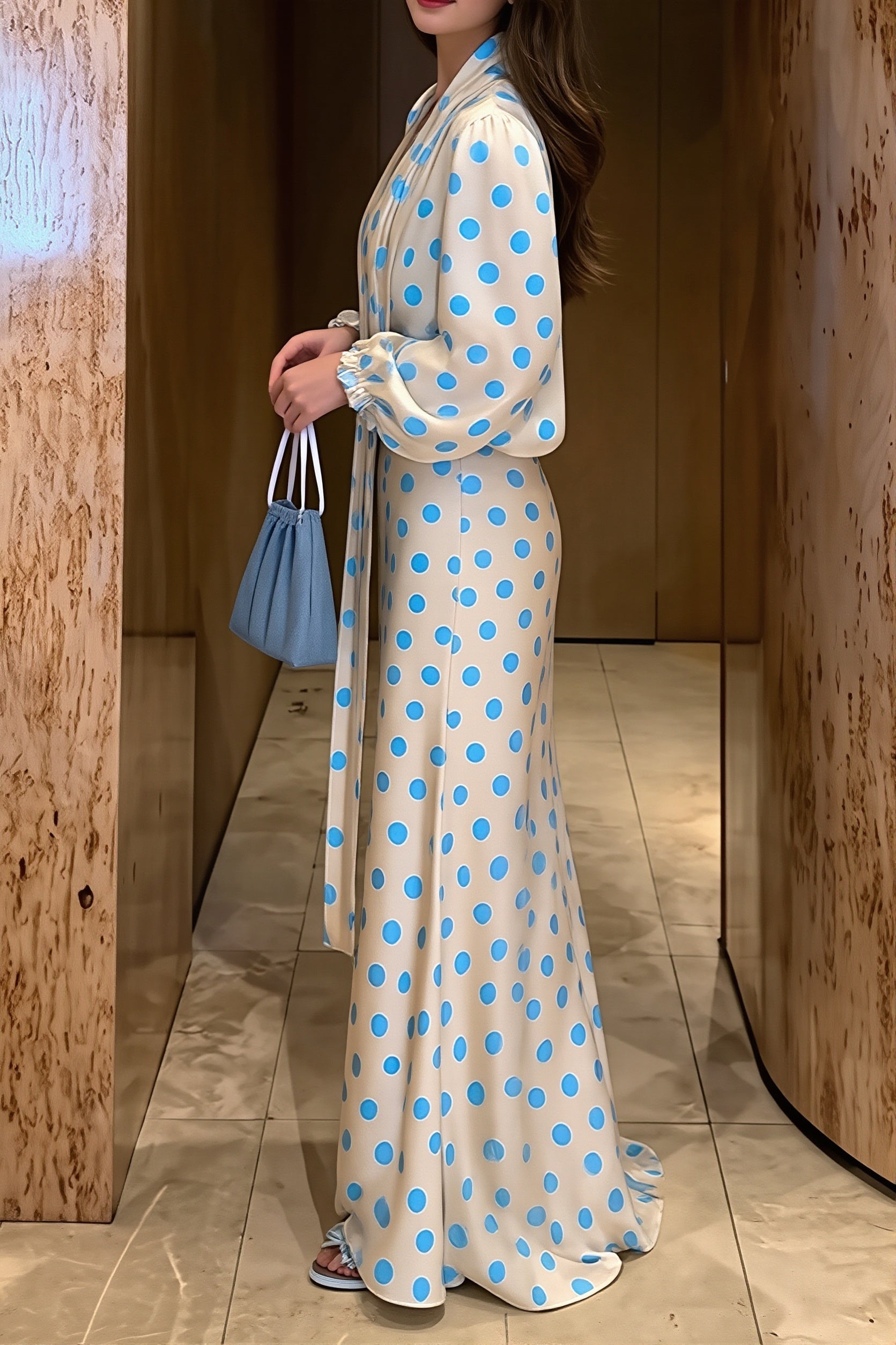 Polka Dot Sash Maxi Dress