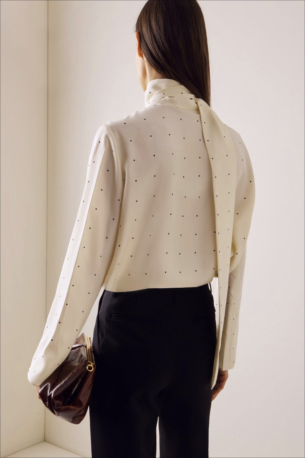 Polka Dot Ribbon Commuter Blouse