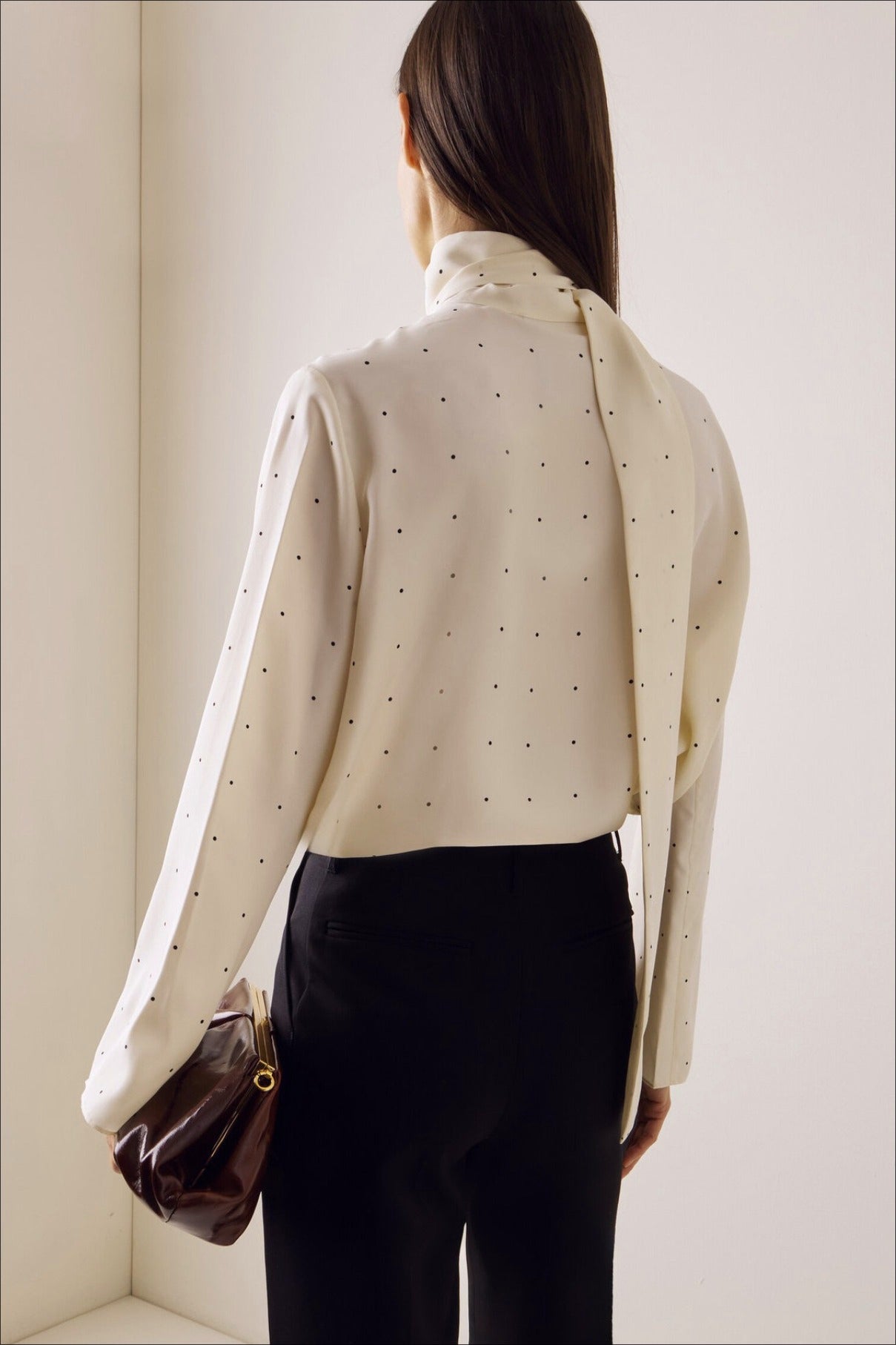Polka Dot Ribbon Commuter Blouse