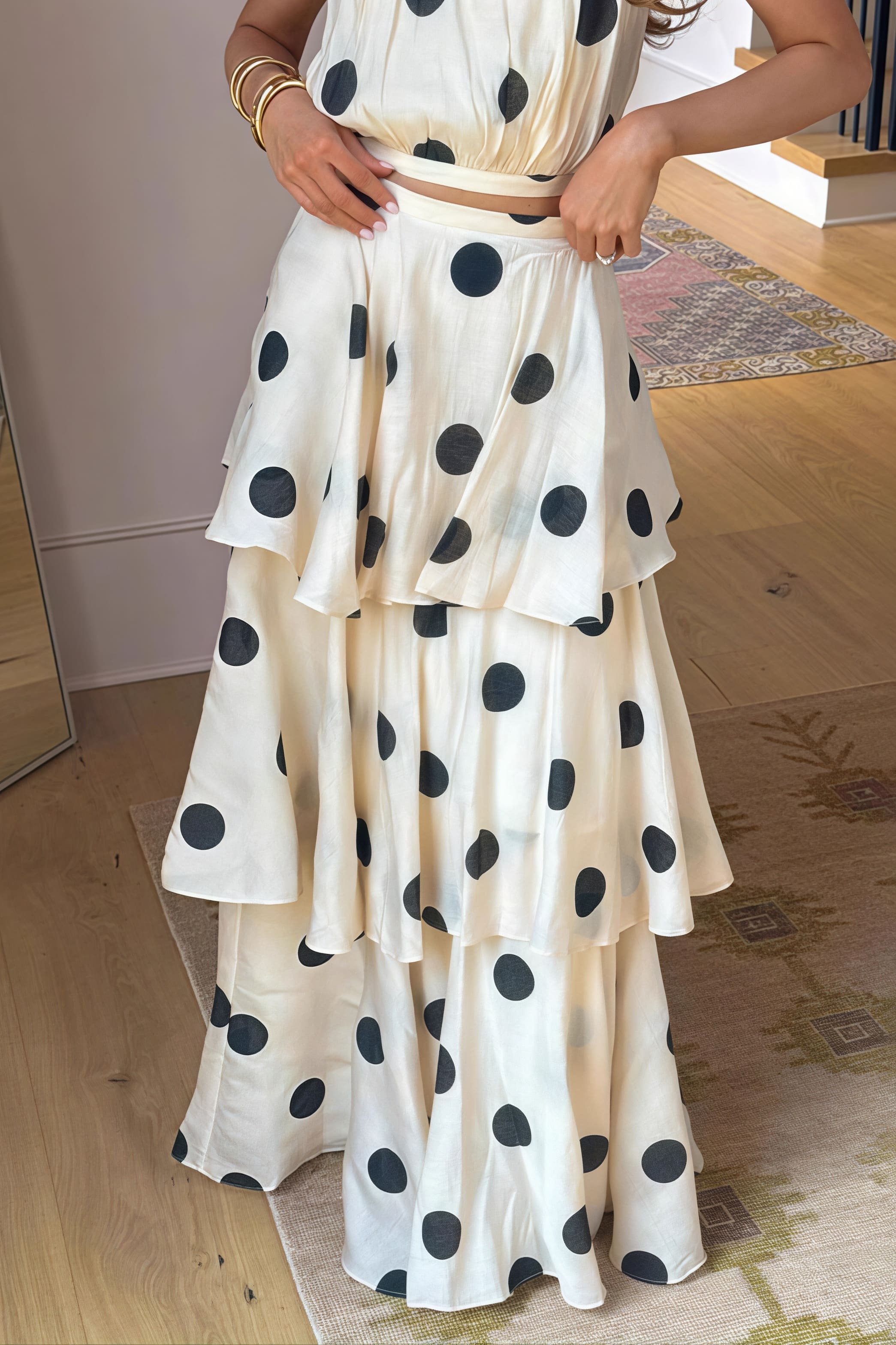 Polka Dot Halter Tiered Skirt Set
