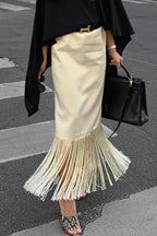 Tassel Straight Midi Skirt