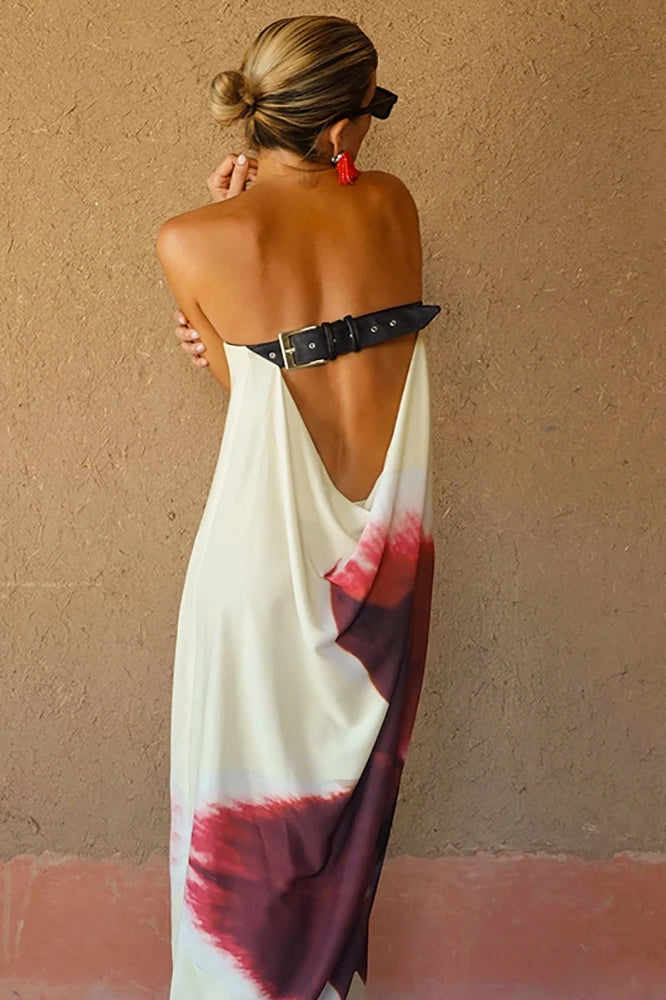 Floral Loose Backless Maxi Dress