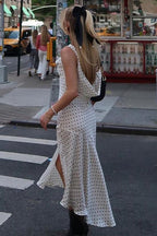 Polka Dot Cami V-Neck Split Maxi Dress