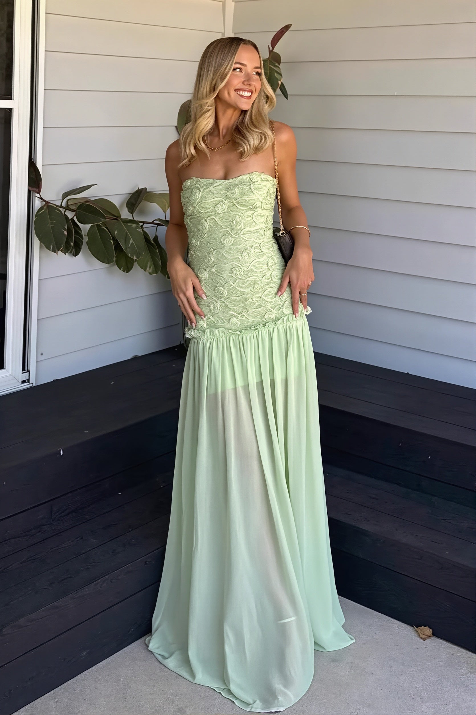 Floral Chiffon Bandeau Cami Maxi Dress