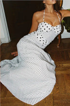 Polka Dot Lace Square-Neck Cami Maxi Dress