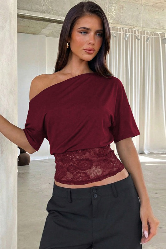 Off-Shoulder Lace Crop Top