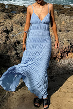 Deep-V Ribbed Cami Maxi Dress
