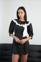 Polka Dot Puff-Sleeve Mini Dress