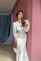 Floral V-Neck Belted Maxi Dress