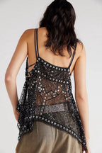 Sheer Rhinestone Cami Top