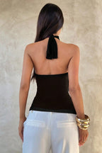 Solid Ruffle Halter Top