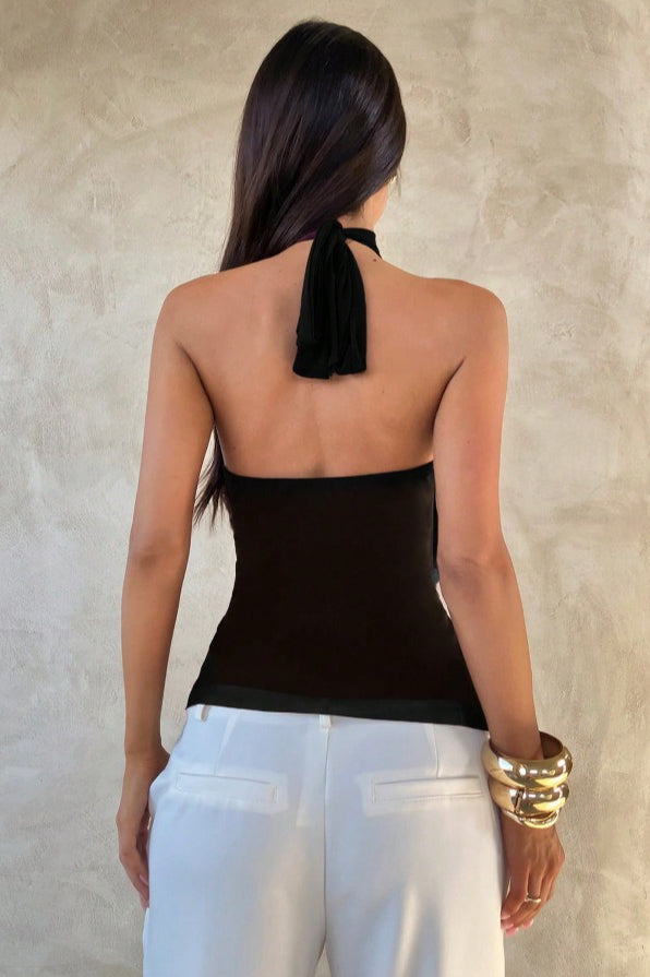 Solid Ruffle Halter Top
