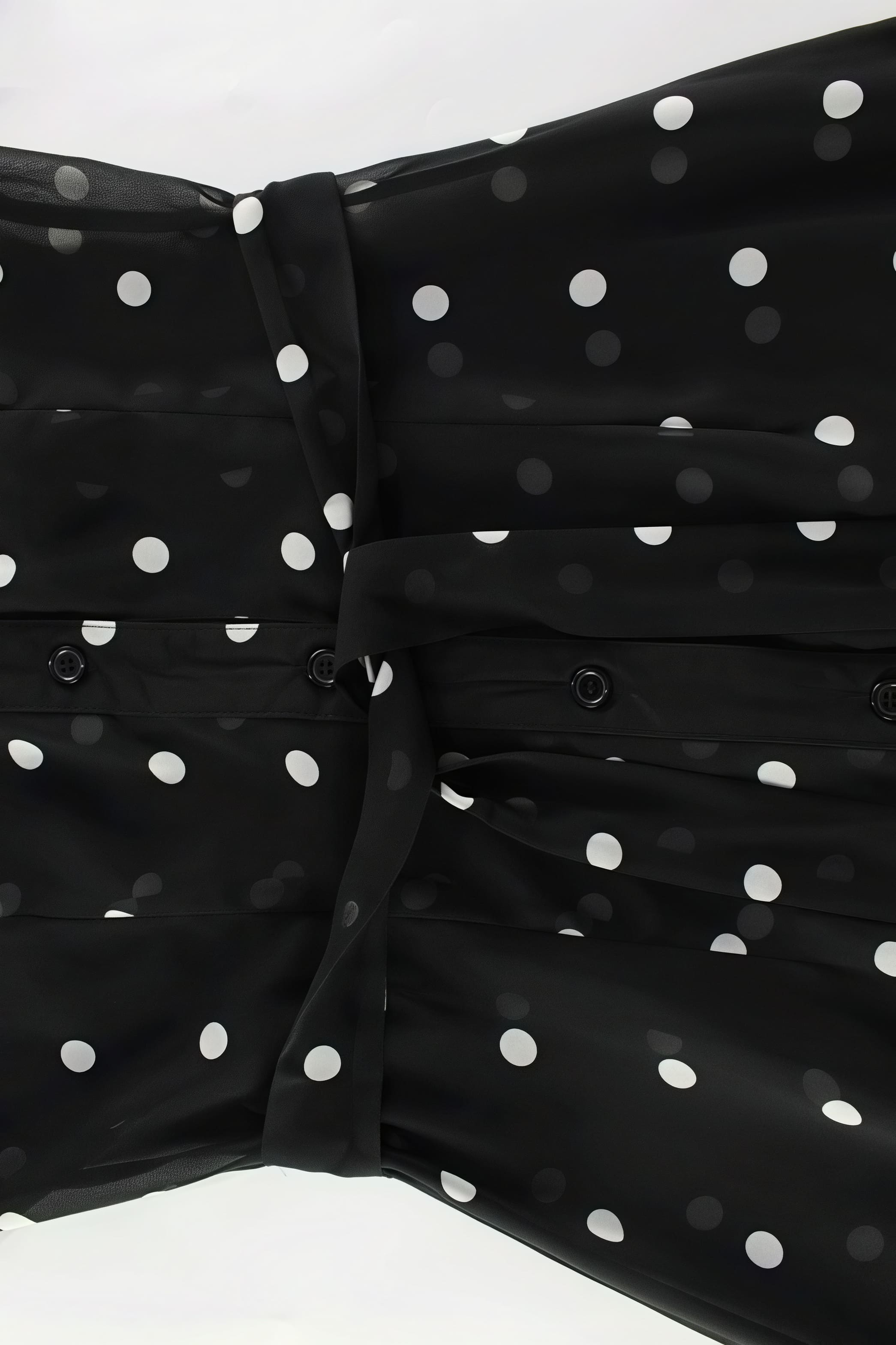 Polka Dot V-Neck High-Slit Midi Dress