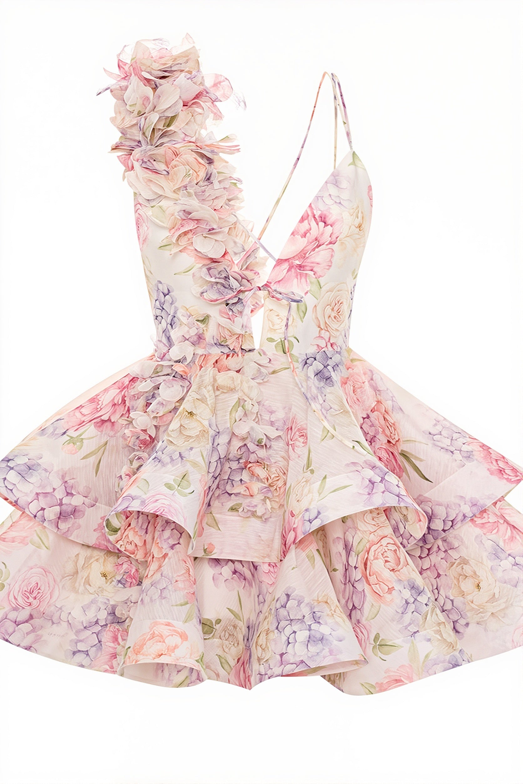 Floral V-Neck Tulip Mini Dress