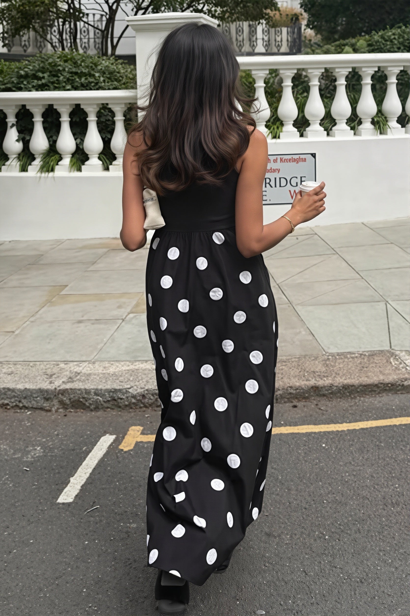 Polka Dot Patchwork Casual Maxi Dress
