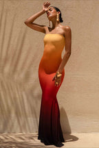 Floral Bandeau Mermaid Maxi Dress