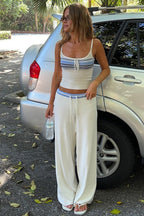 Striped Color-Block Knit Two-Piece Set