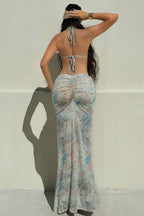 Halter Open-Back Slinky Maxi Dress