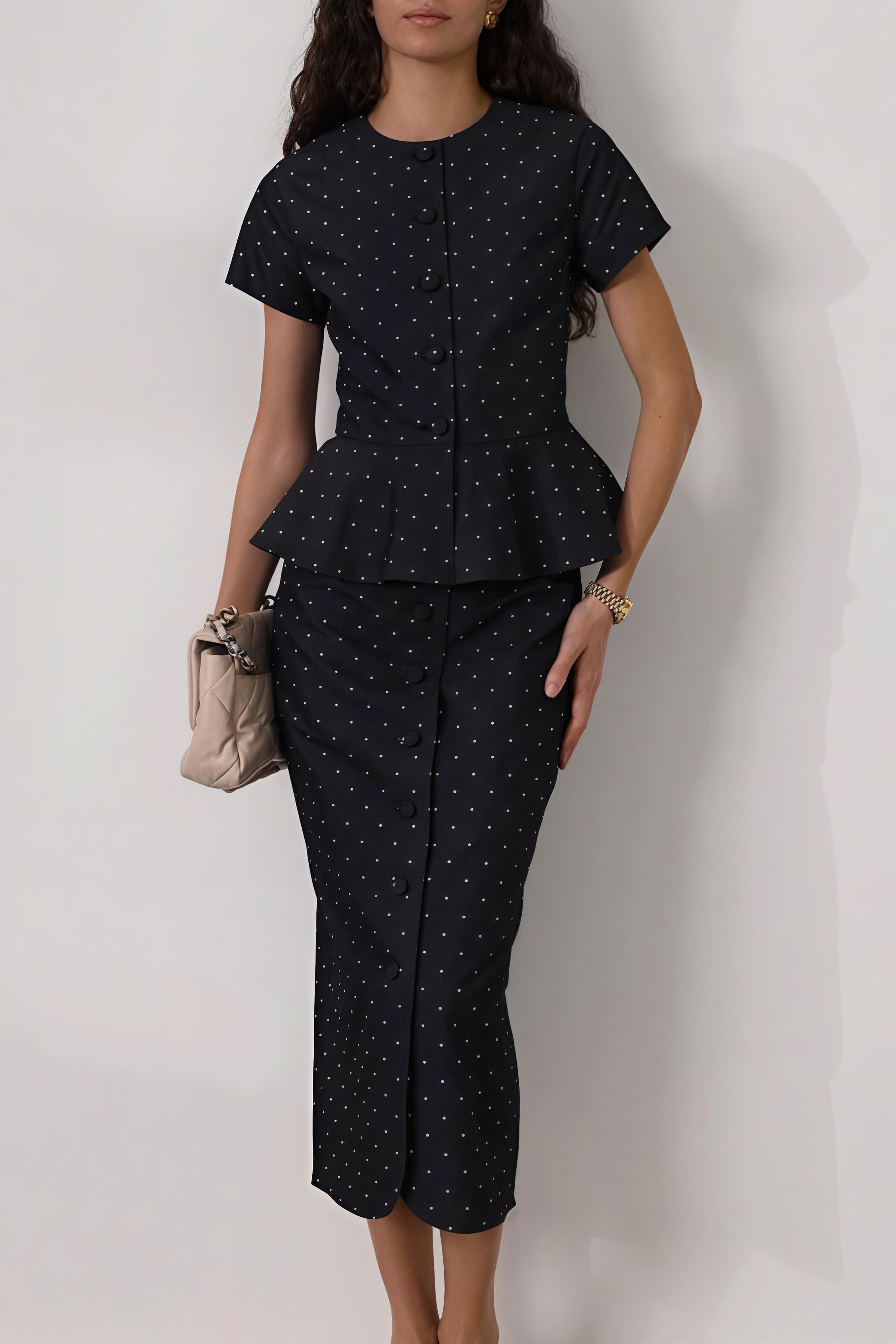Polka Dot Bodycon Skirt Set