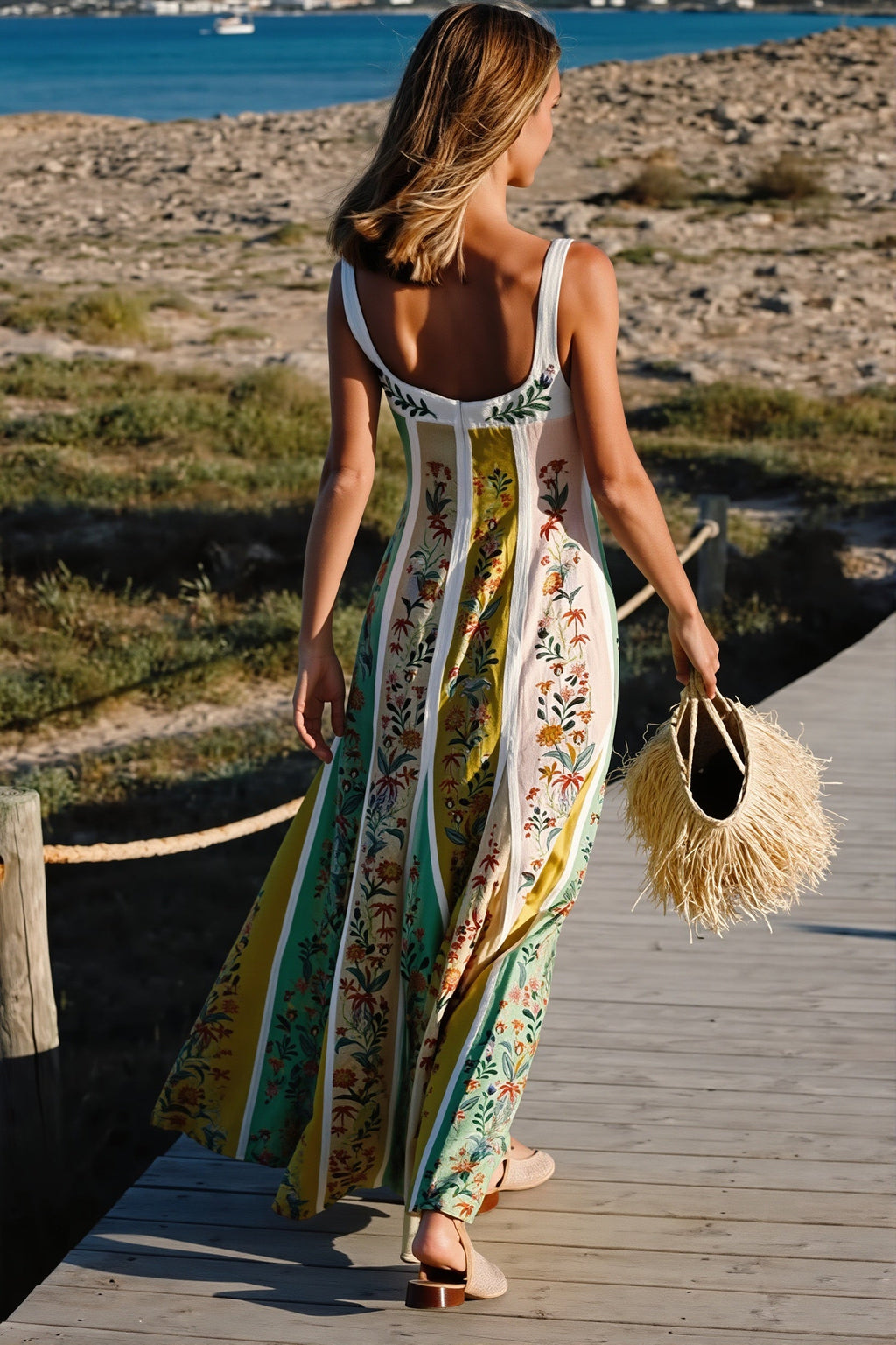 Floral Splice Swing Maxi Dress