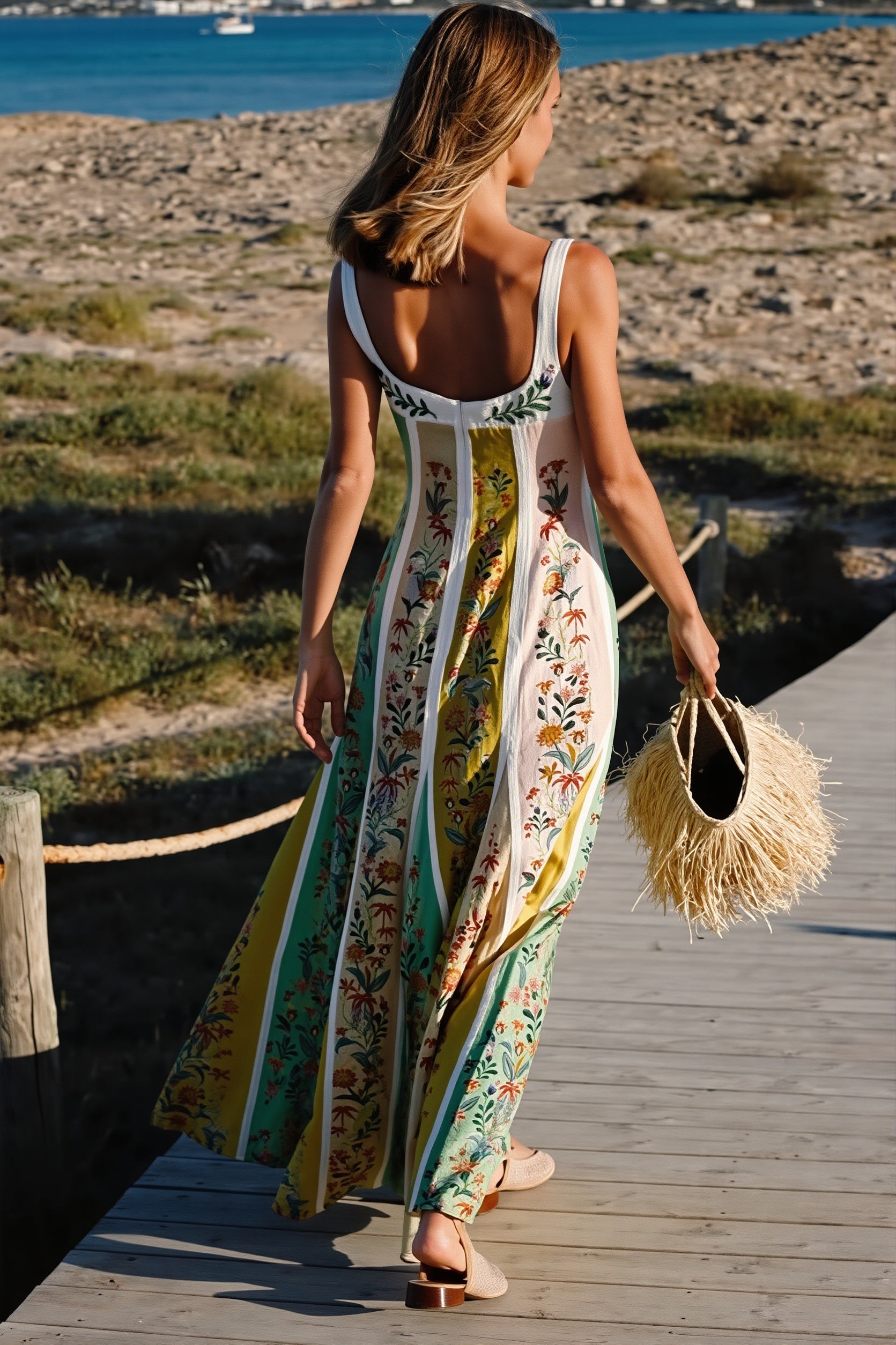 Floral Splice Swing Maxi Dress