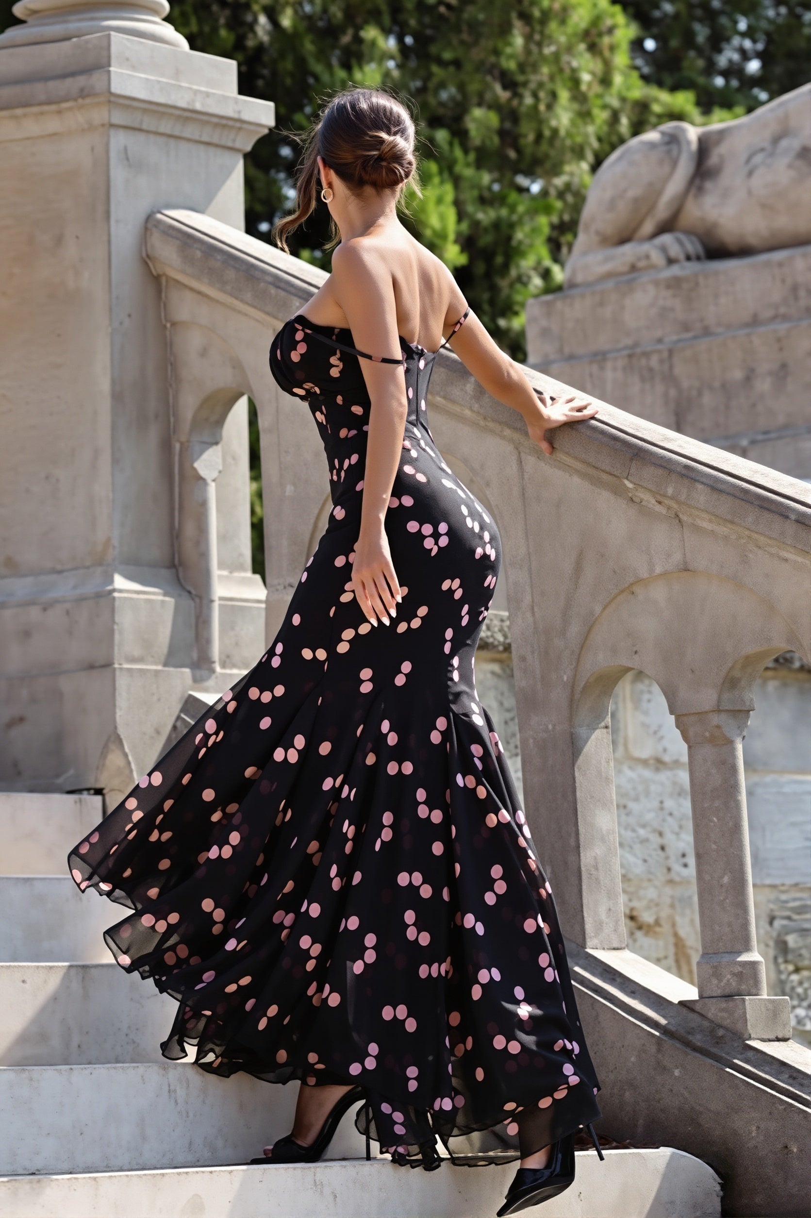 Floral Spaghetti-Strap Mermaid Maxi Dress