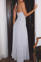 Polka Dot Lace Cami Mermaid Maxi Dress