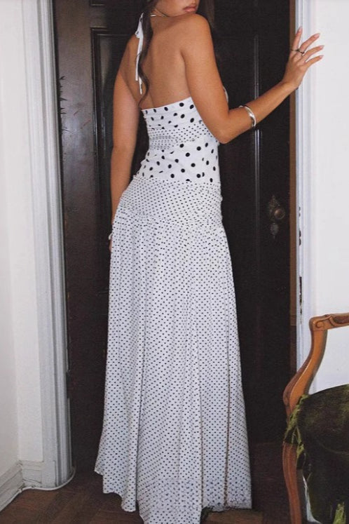 Polka Dot Lace Cami Mermaid Maxi Dress