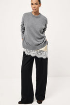 V-Neck Lace-Trim Patchwork Cami Top