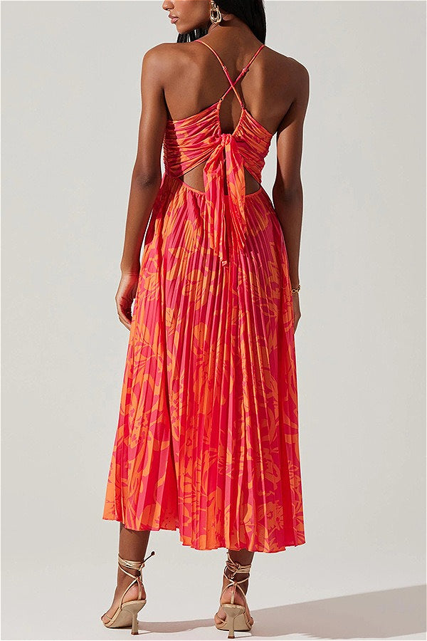 Floral Pleated Cami Maxi Dress