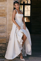 Solid A-Line Long Prom Dress