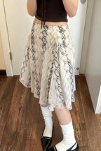 Snake-Print A-Line Skirt