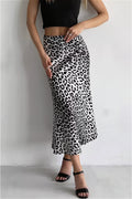 Satin Leopard Maxi Skirt