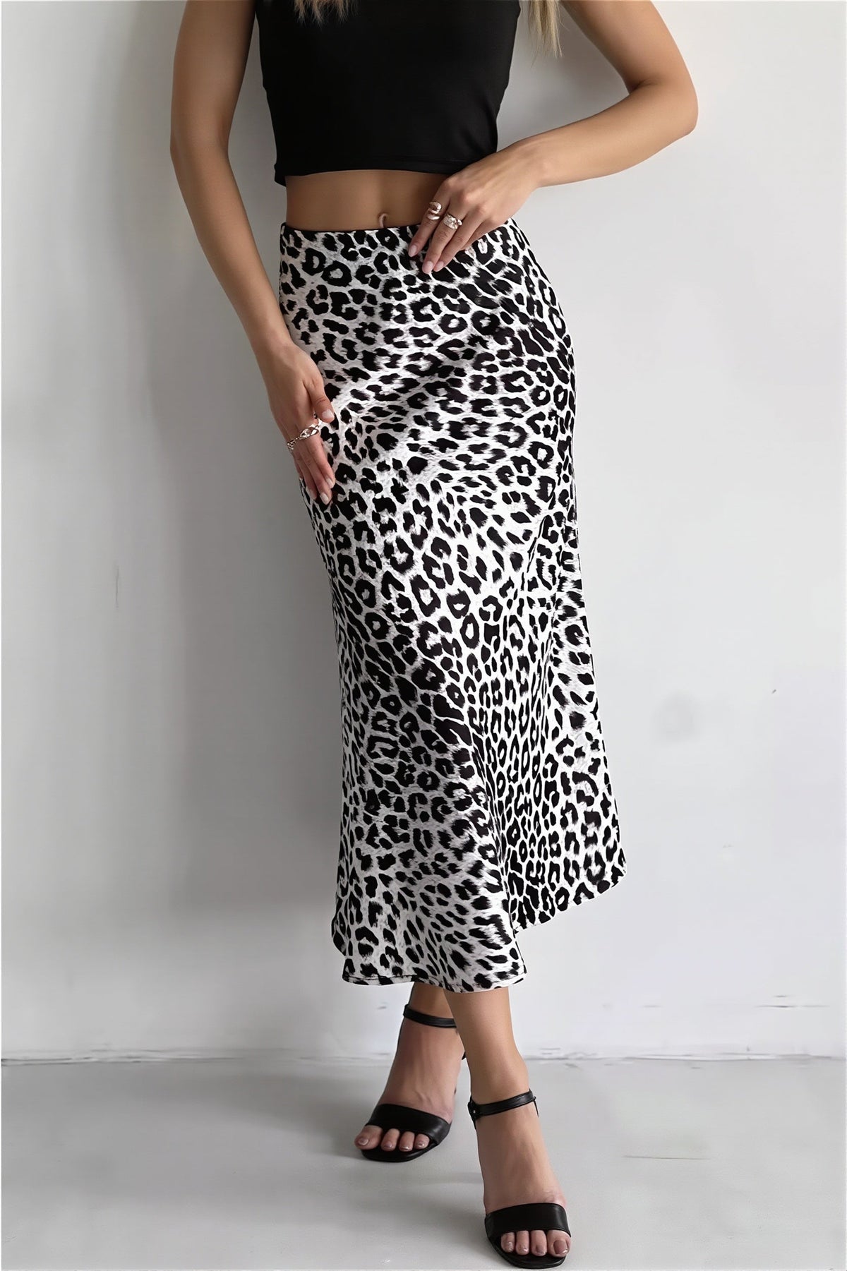 Satin Leopard Maxi Skirt