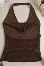 Glitter Draped Halter Top