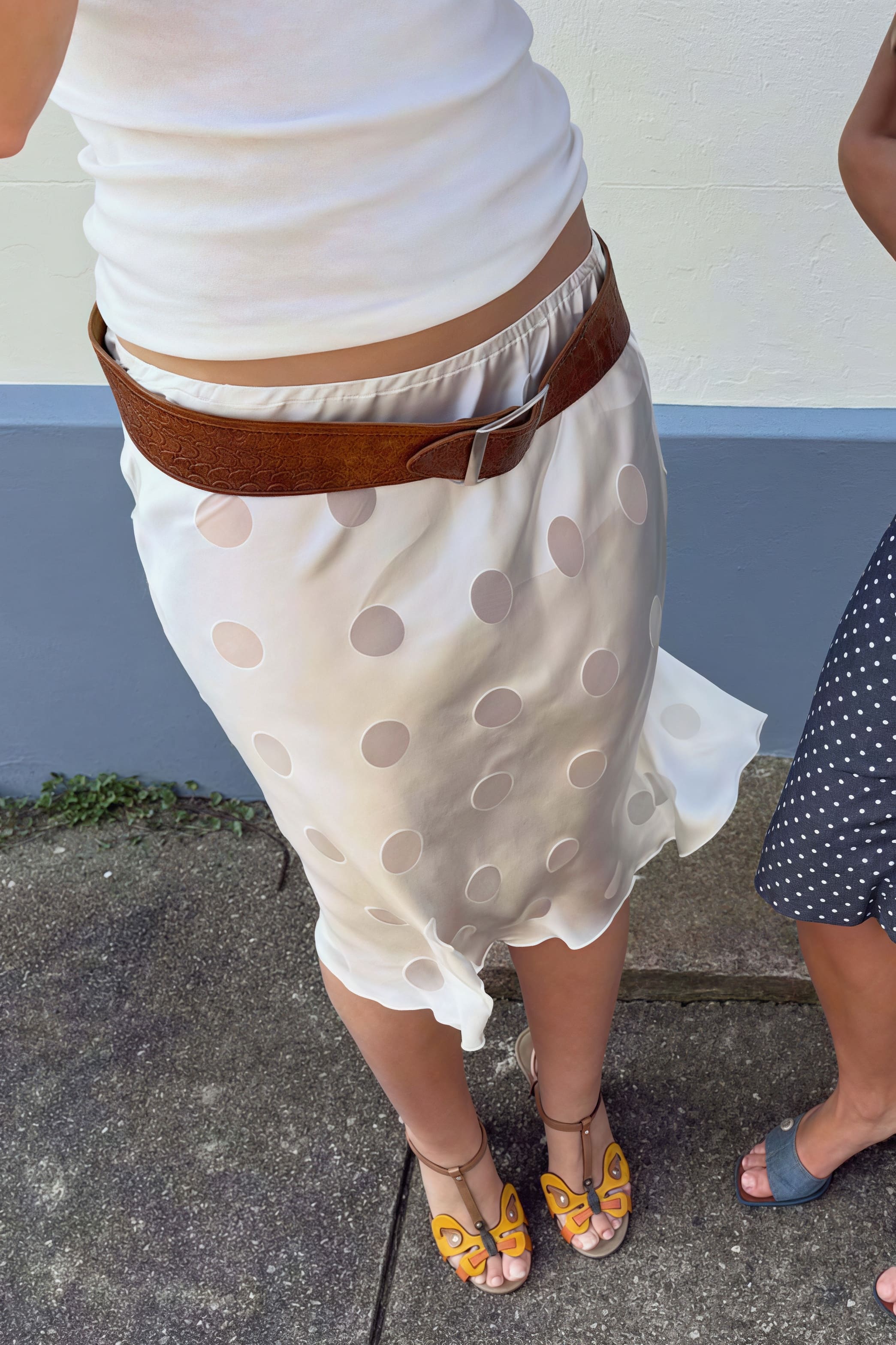 White Polka Dot Sheer Skirt