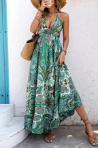 V-Neck Ruffle Boho Dress