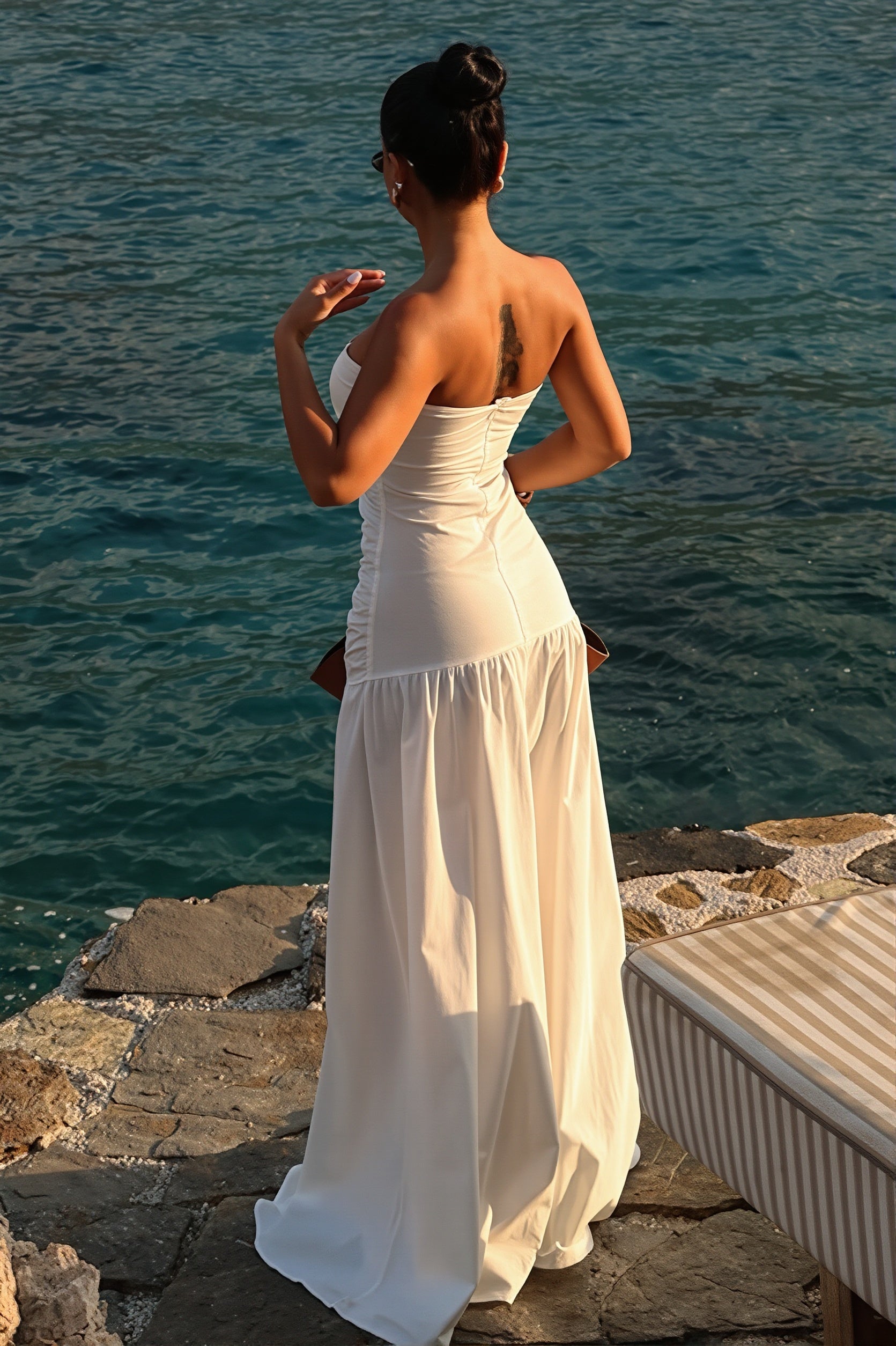 Solid Cutout Bandeau Maxi Dress