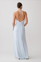 Halter Ruched Open-Back Mini Dress