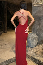 Deep-V Cami Backless Slim Maxi Dress