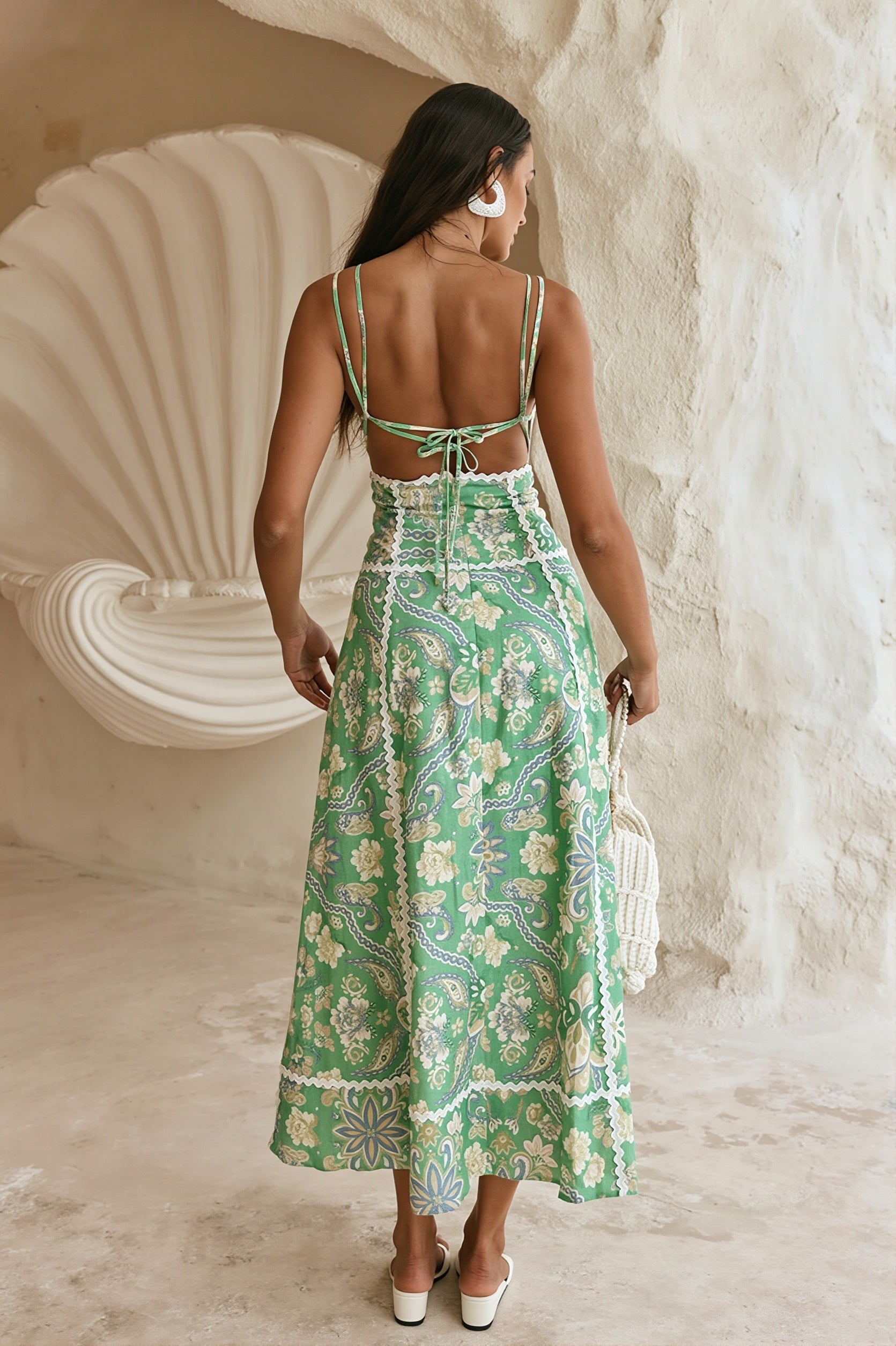 Floral Lace-Splice Boho Dress