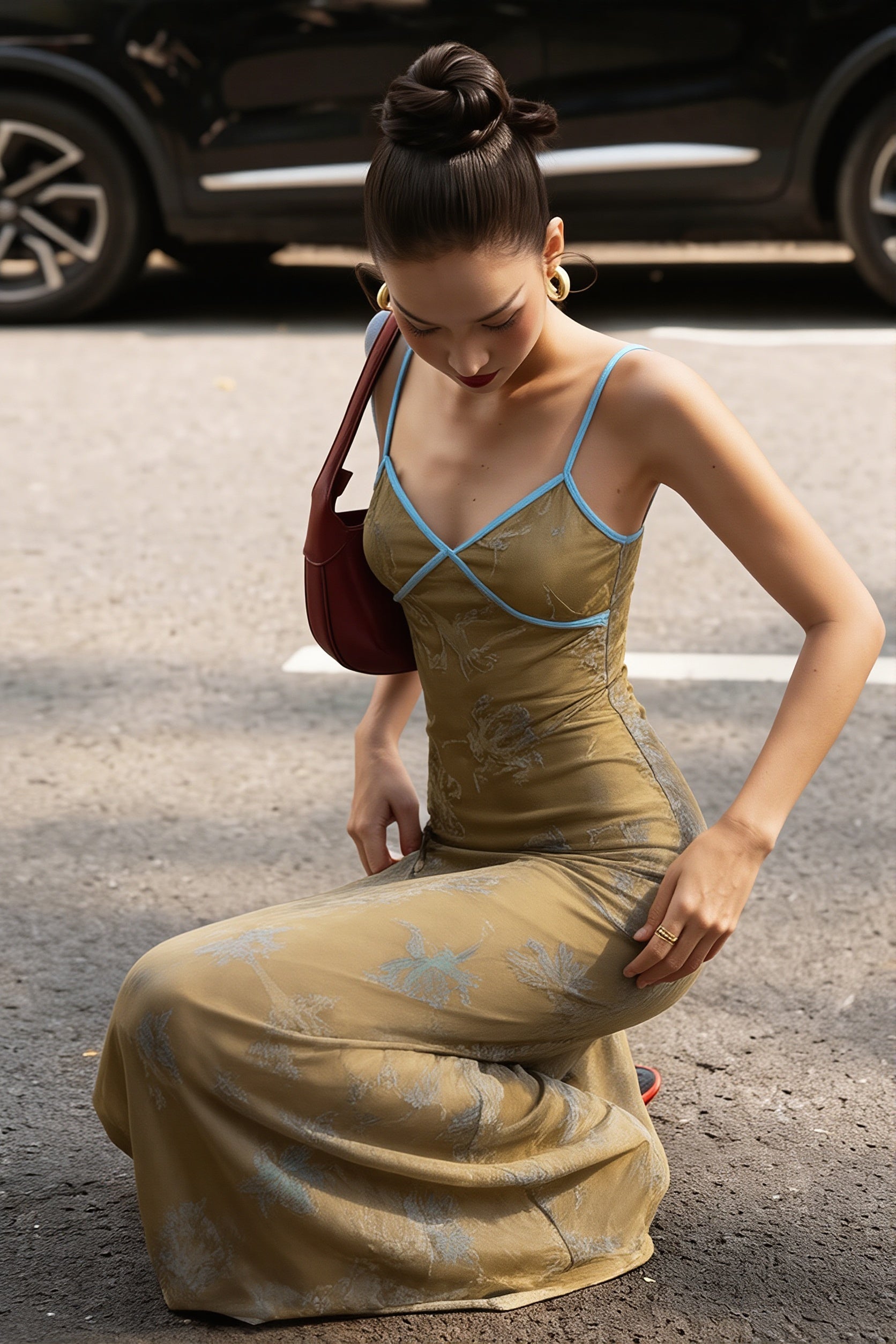 Floral Cami Oriental-Style Maxi Dress