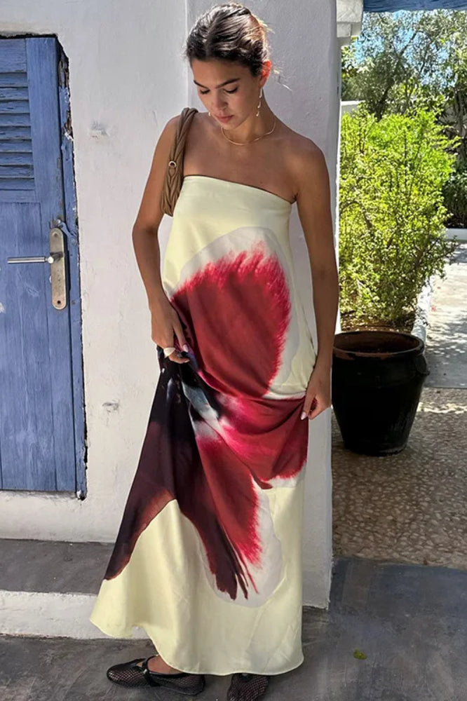 Floral Loose Backless Maxi Dress