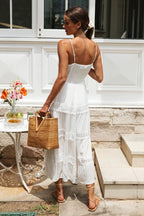 Lace-Splice Cami Swing Boho Dress