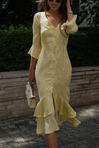 Floral Asymmetric Ruffle Dress
