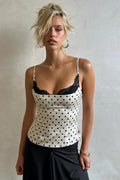Polka Dot Lace-Patchwork Cami Top