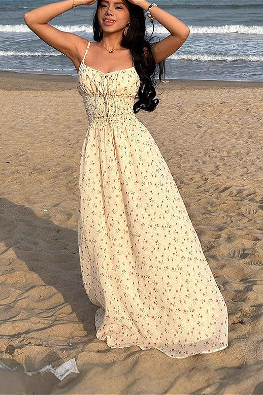 Floral Smocked A-Line Maxi Dress